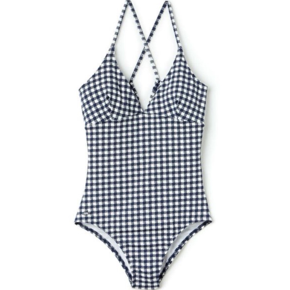 Gingham Print One Piece Lacoste Bathing Suit